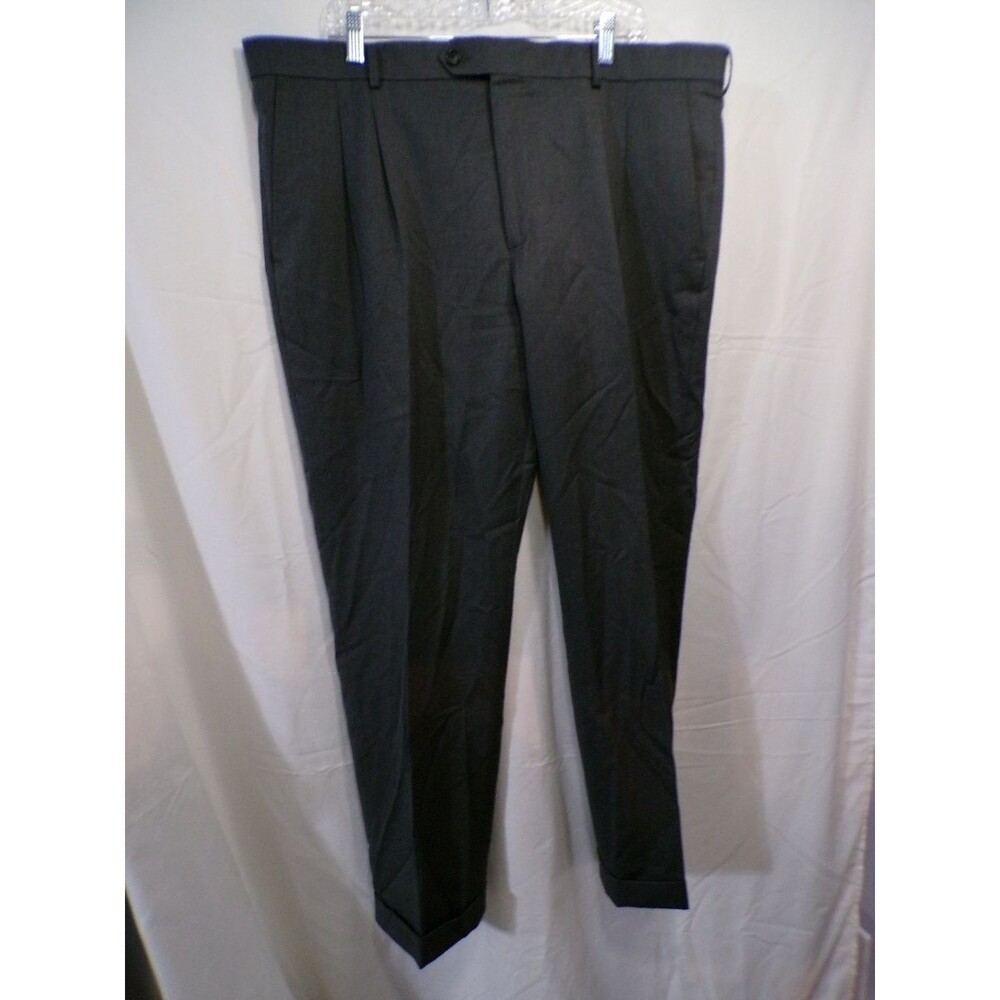 Stafford Men’s Dress Pants 40 x 30 Charcoal Classic Fit Travel Stretch